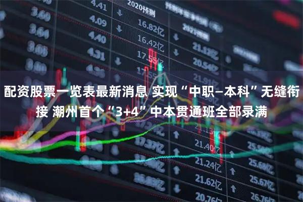 配资股票一览表最新消息 实现“中职—本科”无缝衔接 潮州首个“3+4”中本贯通班全部录满