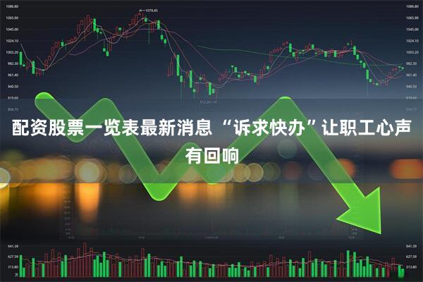 配资股票一览表最新消息 “诉求快办”让职工心声有回响